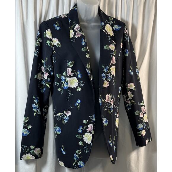 Cynthia Rowley Floral Open Front Blazer, Blue Multi, Sz: M, 80-27 - Picture 3 of 13
